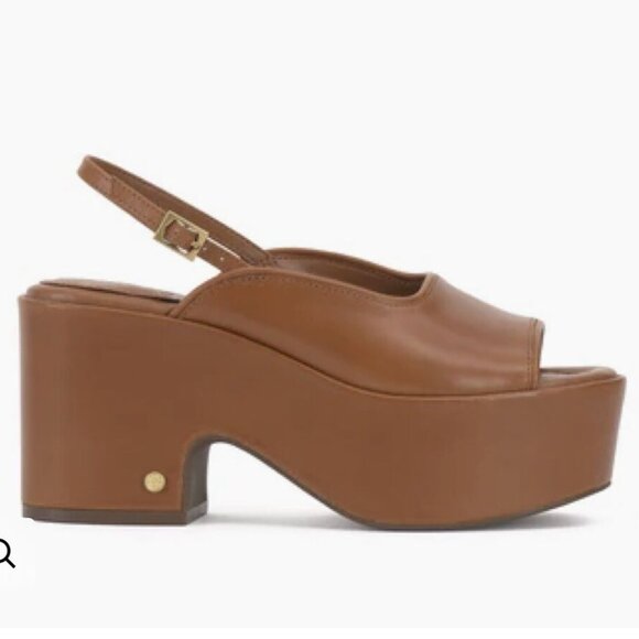 NEW VINCE CAMUTO Leather Elyse Slingback Platform Wedge Sandals  Walnut 367mn - Picture 1 of 8